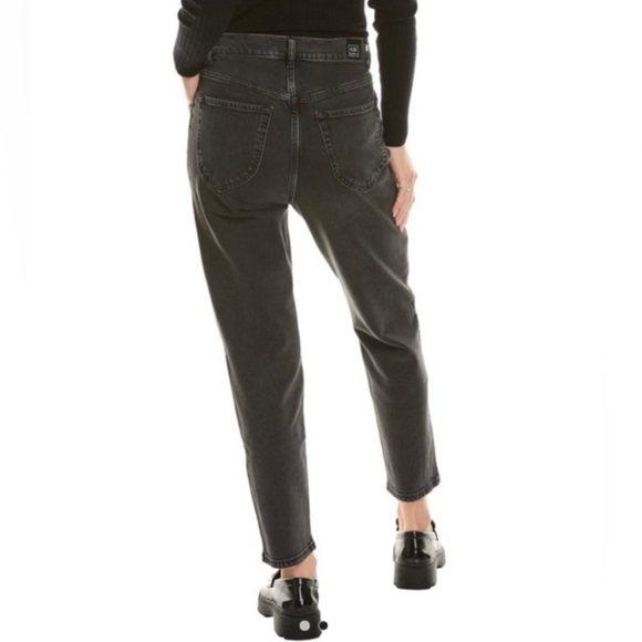 Current/Elliott Pleated Ancle Cropped High Rise Gravity Washed Black Jeans - 28 - Picture 3 of 13